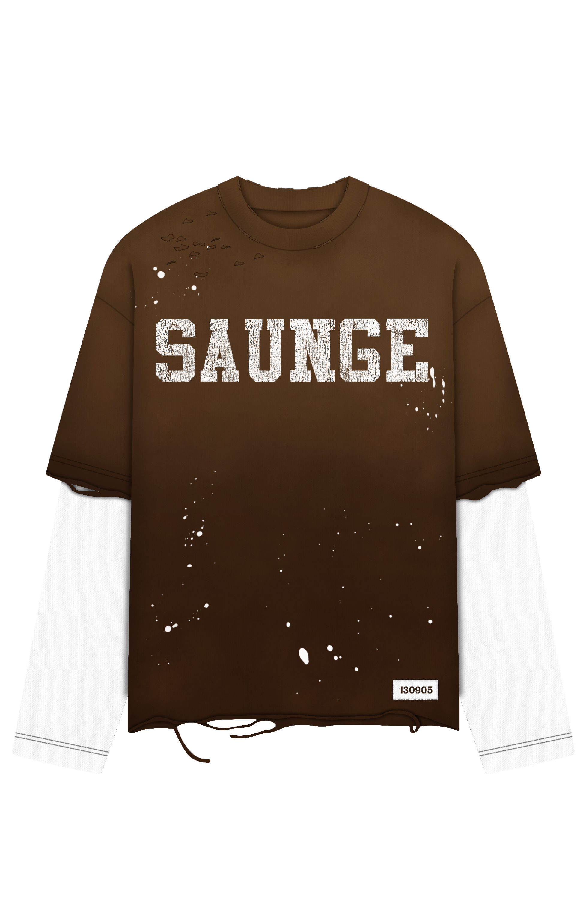 LONG SLEEVE DOUBLE LAYER TEE (KHAKI) – SAUNGE